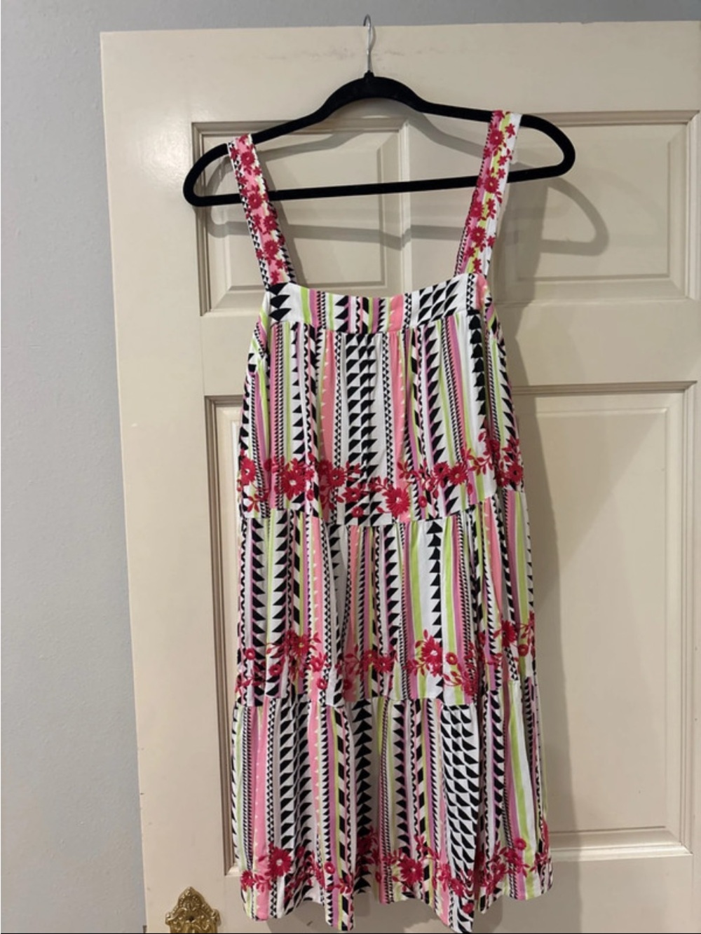 Savanna Jane Pink, Black & Lime Striped Floral Dress
